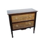 A reproduction Theodore Alexander "Eglomise" two-drawer chest, on moulded fluted legs, 92cm high x