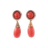 A pair of coral pendent earrings, second half of t