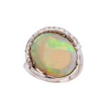 An opal and diamond dress ring