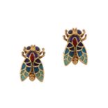 A pair of enamel earrings