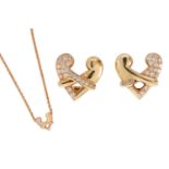 A diamond-set 'Hug' pendant necklace and earrings,