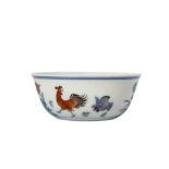 A CHINESE DOUCAI CHICKEN CUP. Qing Dynasty, 18th C