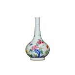 A CHINESE FAMILLE ROSE 'PEONIES' BOTTLE VASE. Qing