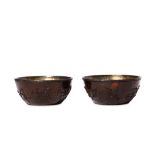 A PAIR OF CHINESE CARVED COCONUT CUPS. Qing Dynast