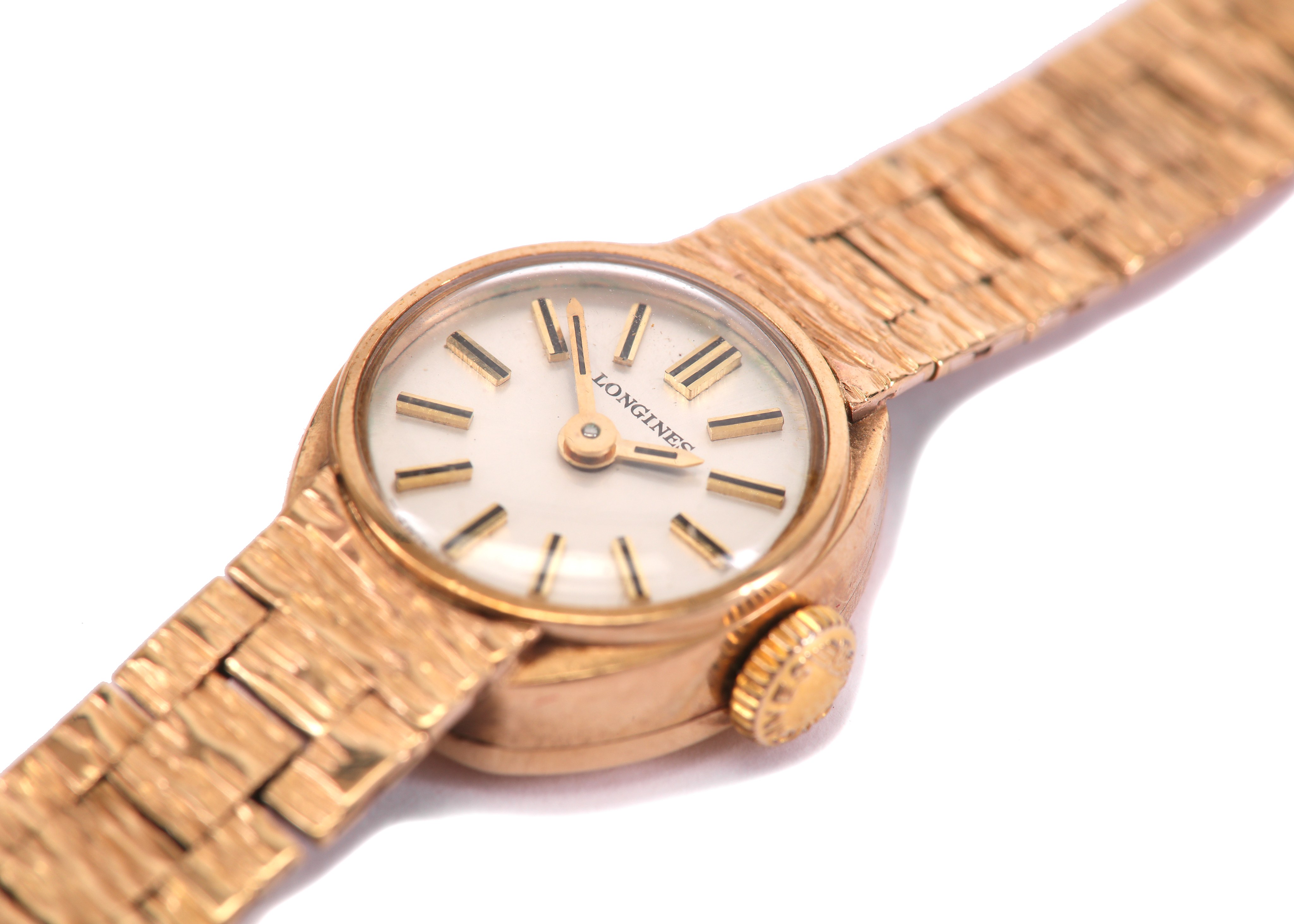 LONGINES. AN 9K GOLD MANUAL WIND BRACELET WATCH. Serial number: 62739. Date: 1972. Movement: Signed, - Bild 5 aus 7