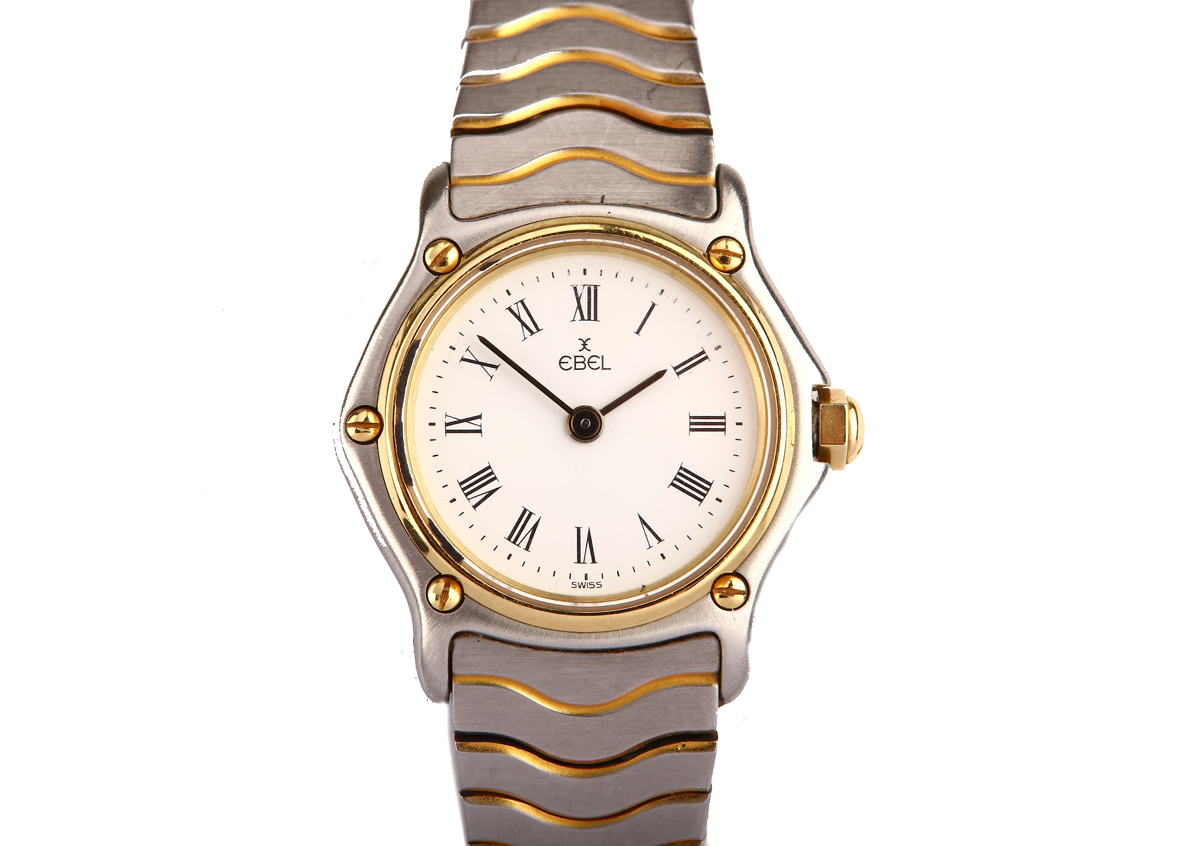 EBEL. A TWO-TONE STAINLESS STEEL AND GOLD QUARTZ  BRACELET WATCH. Model: Wave. Serial number: - Bild 2 aus 4