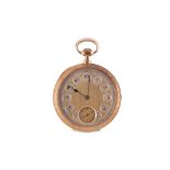 AN 18K GOLD POCKET WATCH. Case number: 108291. Date: c.1900's.  Movement: Lever escapement. Dial: