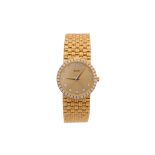PIAGET. A LADIES 18K YELLOW GOLD AND DIAMOND SET BRACELET WATCH. Case reference/serial number: