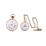 TWO GOLD PLATED POCKET WATCHES. -White dial, black Roman numerals, black spade hours hand, manual