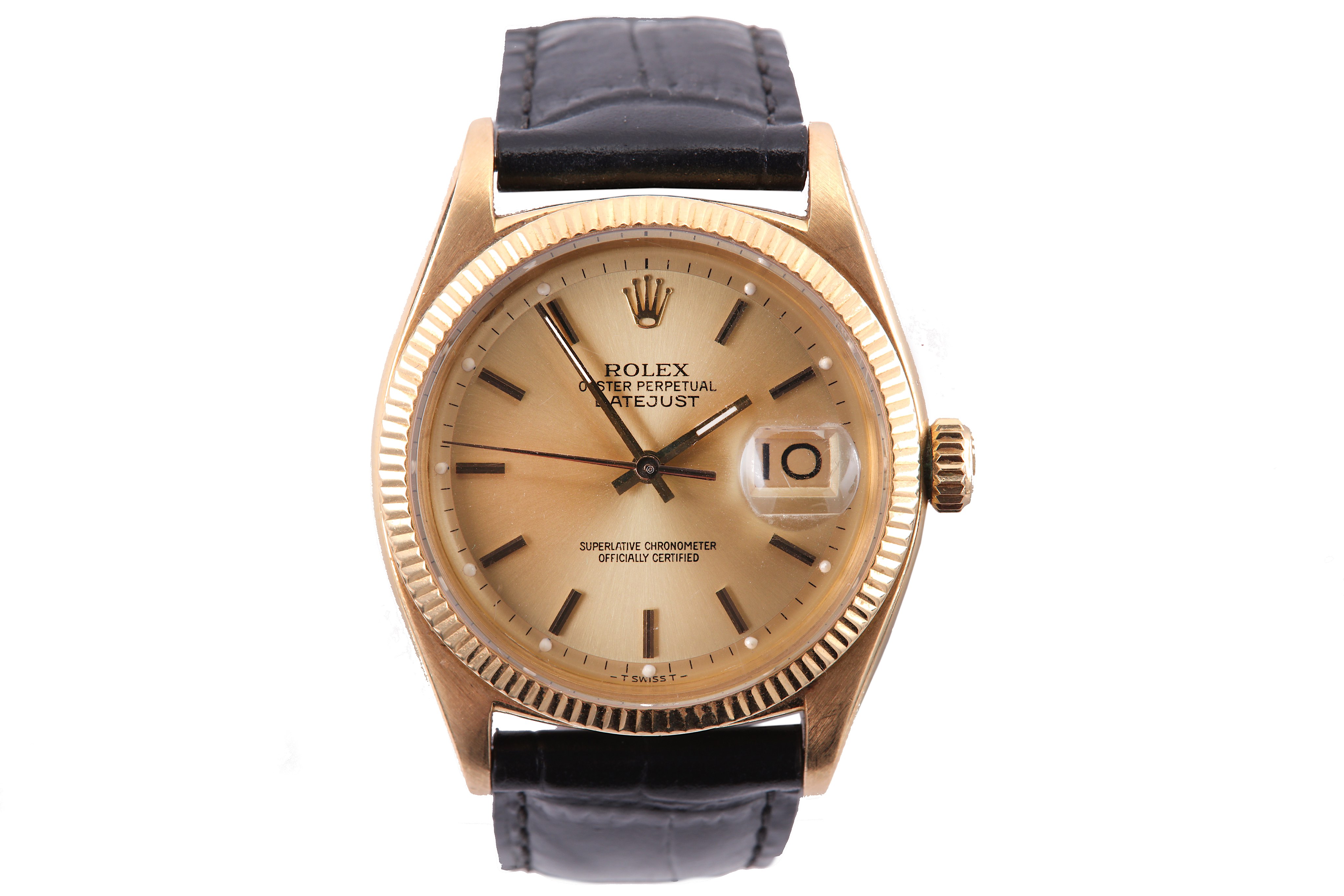 ROLEX. A GENTS 18K YELLOW GOLD AUTOMATIC WRISTWATCH. Model: Datejust Date: 1957. Case reference