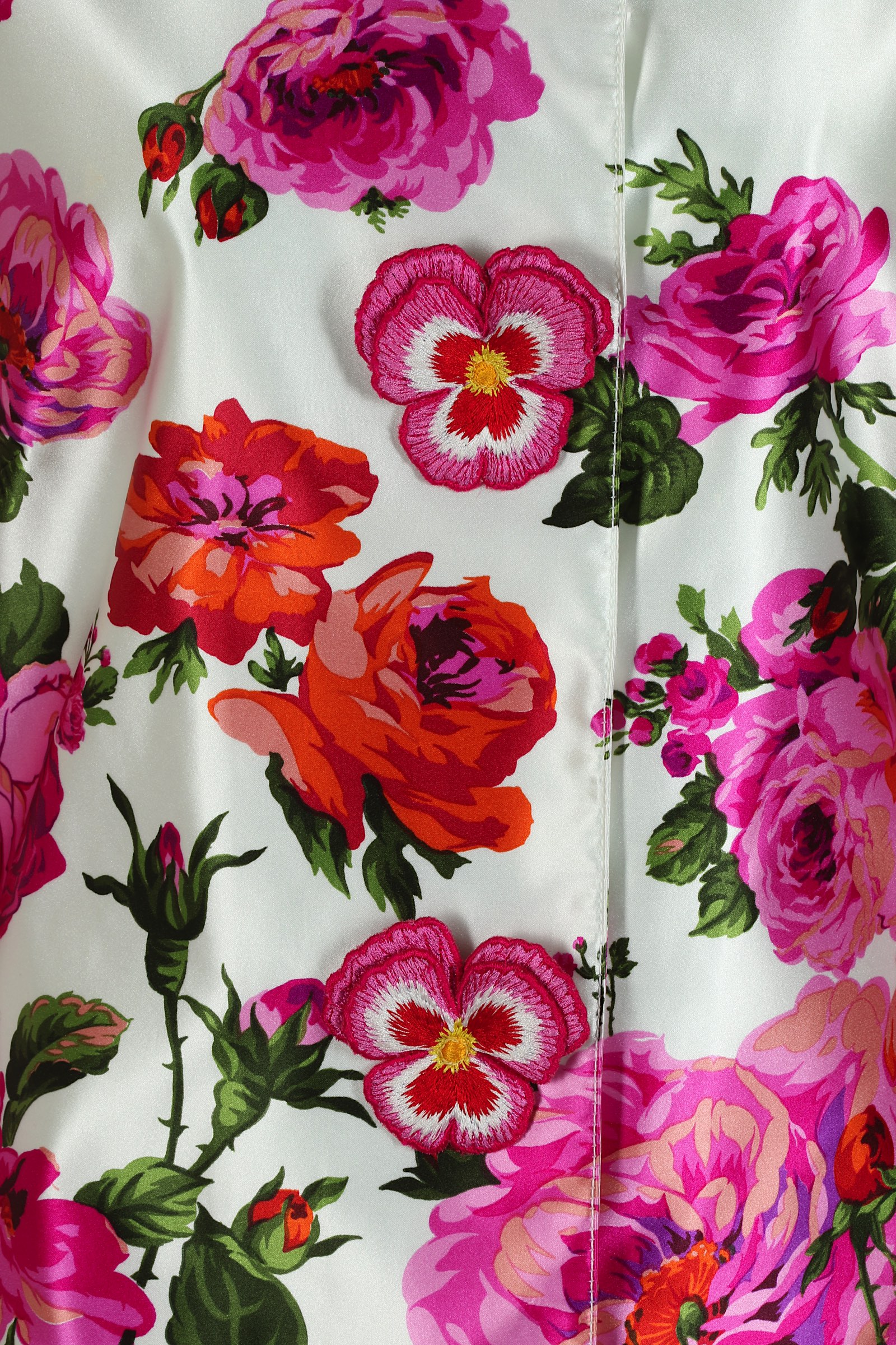 Two Andrew GN Dress Coats, to include a white silk coat printed with pink flower design, labelled S, - Image 4 of 13