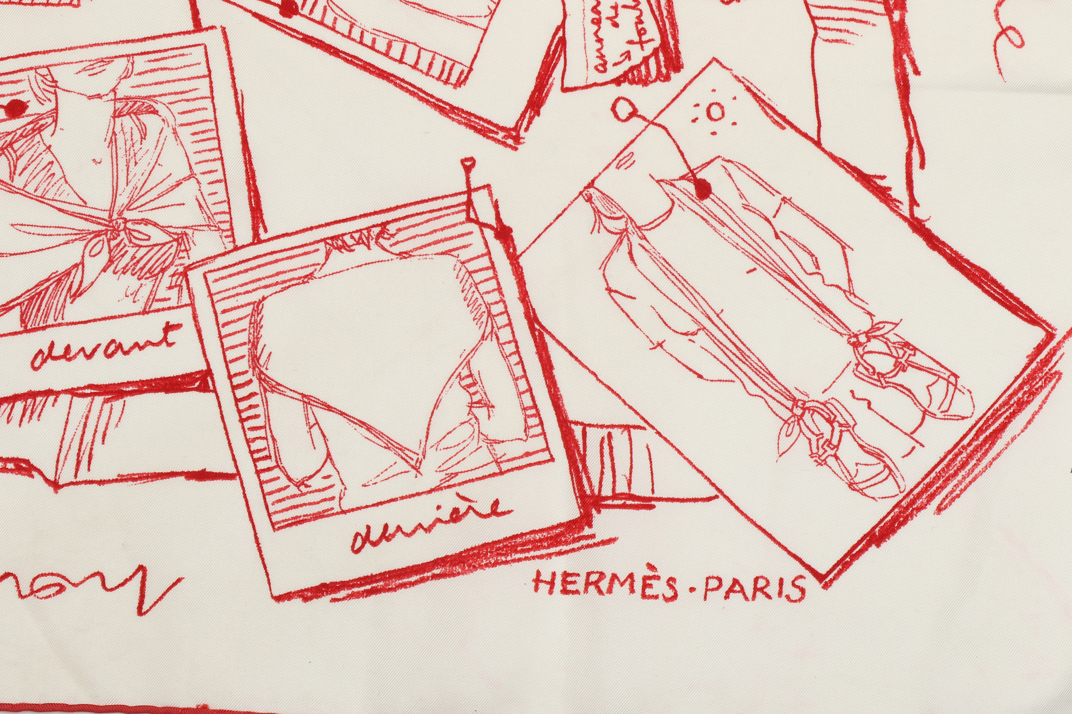 Hermes 'Instructions sur l'Art' Silk Scarf, designed in 2011 by Sophie de Seynes, white ground - Image 2 of 5