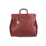 Prada Burgundy Tote, Saffiano leather with nylon sides and gold tone hardware, 42cm wide, 38cm