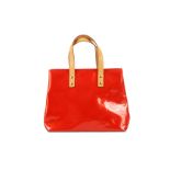 Louis Vuitton Flashy Red Monogram Vernis Reade PM, c. 2004, monogram patent leather with contrasting