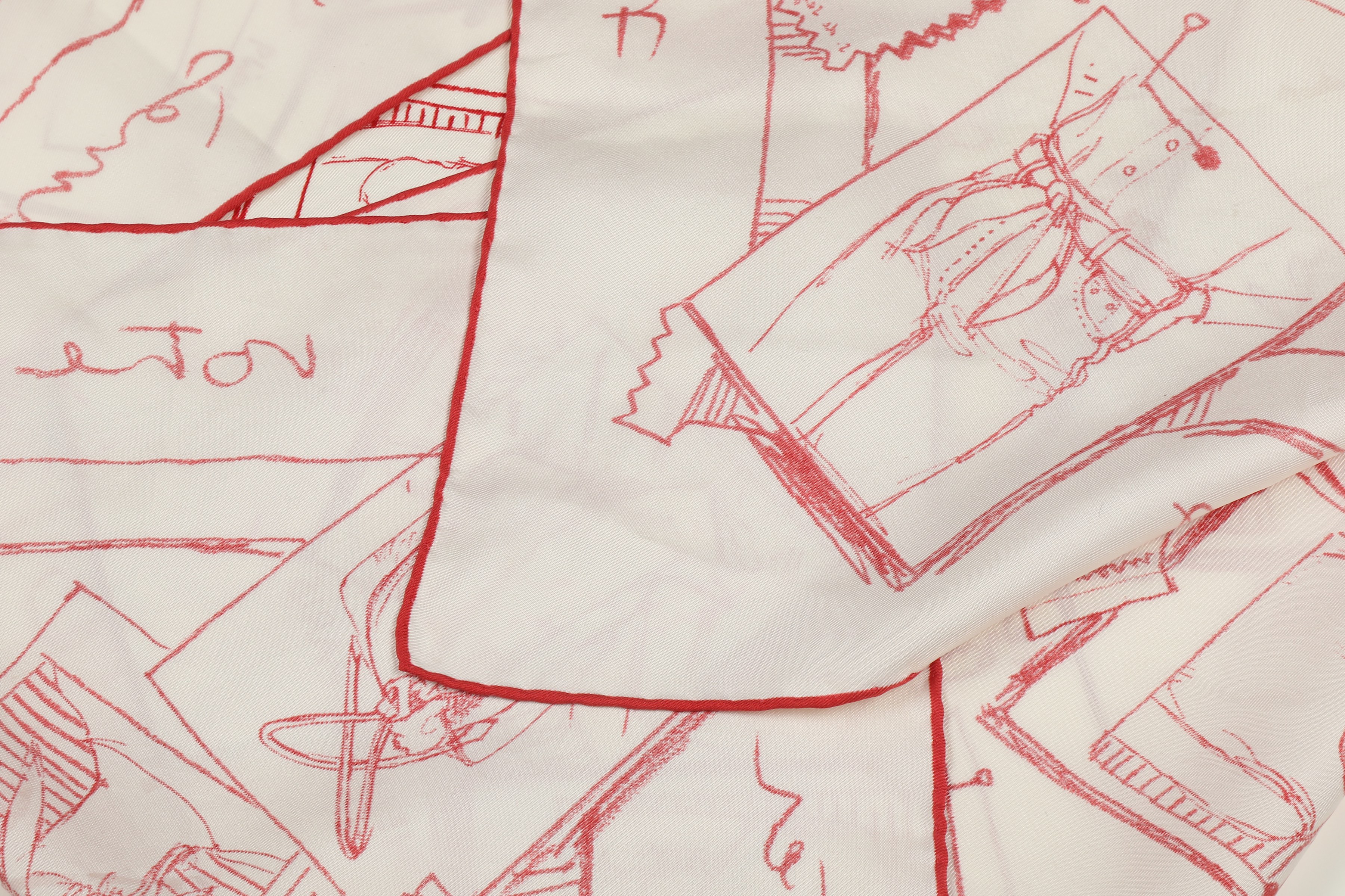 Hermes 'Instructions sur l'Art' Silk Scarf, designed in 2011 by Sophie de Seynes, white ground - Image 4 of 5