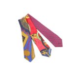 Three Hermes Silk Ties, of various designs (3) Includes two boxes Condition Grade A Please refer