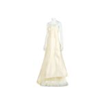 Valentino Cream Slubbed Silk Ball Gown, strapless design with sequin embroidered net under-layer,