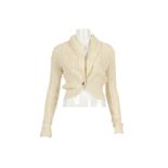Christian Dior Cream Cable Knit Cardigan, 2000s, with single flower encased amber style button,
