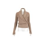 Gucci Dusky Pink Cable Knit Top, suede details to shoulders and cuffs, labelled size XS, 16"/41cm