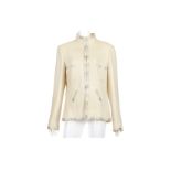 Chanel Cream and Silver Trim Jacket, Autumn 2012, metallic thread detail and enamelled buttons,