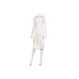 Valentino Ivory Beaded Cocktail Dress, simple shift design with drop-waist belt, heavily beaded in