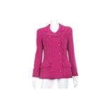 Chanel Raspberry Pink Boucle Jacket, 1990s, with pink and gilt round buttons, 17"/43cm chest, 68cm