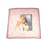 Givenchy Pink Bambi Scarf, pure cotton composition with confetti motif, 120cm x 120cm Includes