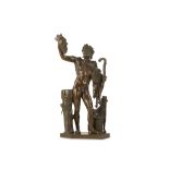 AFTER THE ANTIQUE: A LARGE LATE 19TH CENTURY BRONZE FIGURE OF THE FAUNO ROSSO (RED FAUN) BY