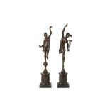 AFTER GIAMBOLOGNA (ITALIAN, 1529-1608): A PAIR OF BRONZE FIGURES OF MERCURY AND FORTUNA Mercury