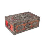 AN 18TH CENTURY OTTOMAN (GREEK) SILVER MOUNTED WOODEN CASKET of rectangular form, the openwork,