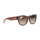 Versace Burgundy Cat Eye Sunglasses, red arms with