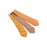 Three Hermes Silk Ties, the first decorated with s