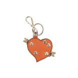 Prada Orange Saffiano Heart Charm, silver tone har