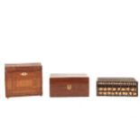 Three early 19th century boxes including a straw work jewellery box