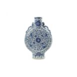 A 19th century Chinese blue and white porcelain moon flask