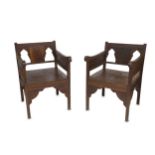 TWO WOODEN CHAIRS Possibly Ottoman Syria or Provinces, end of 19th - 20th century Of traditional