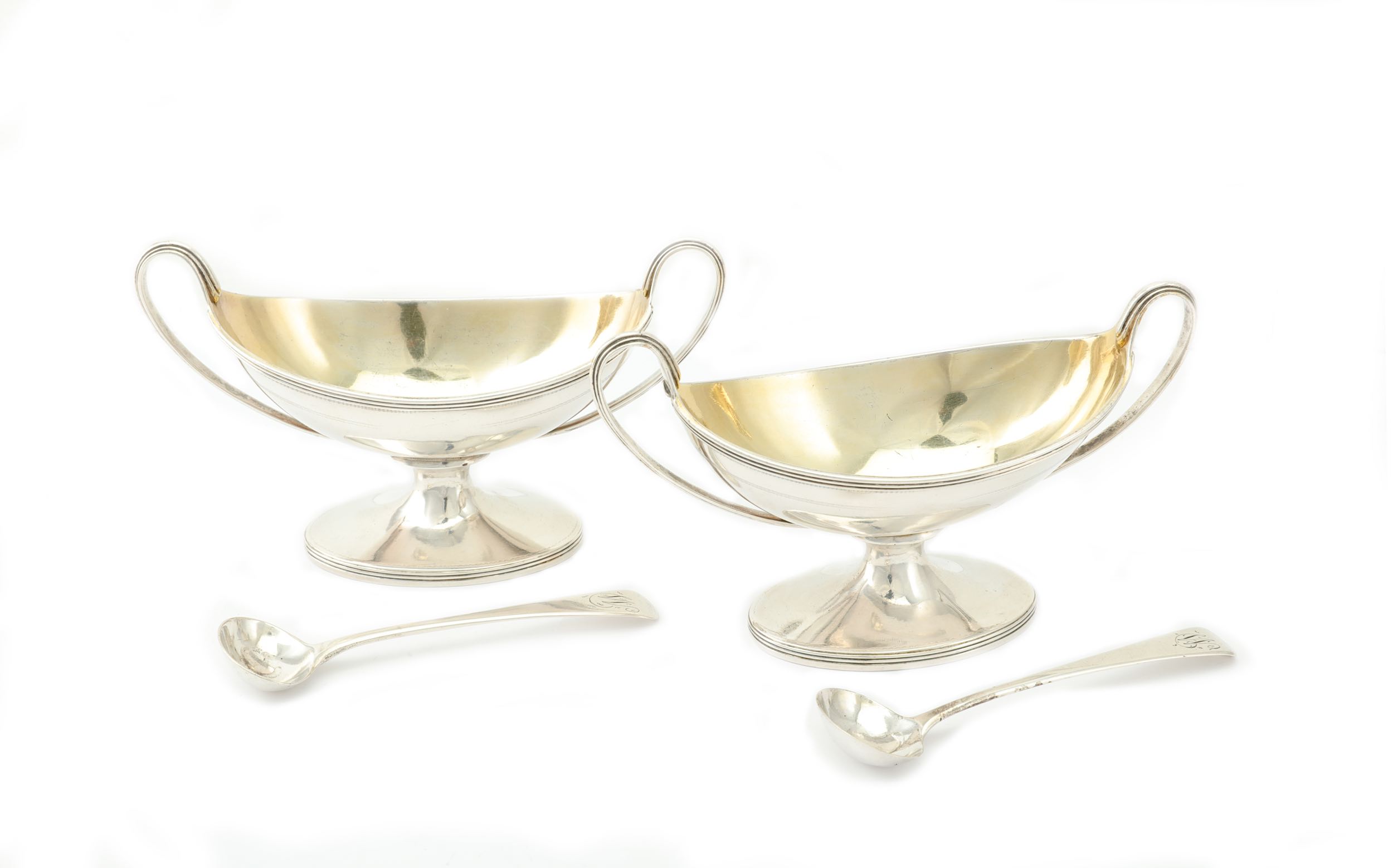 A pair of George III sterling silver salts London 1796, Henry Chawner and John Emes,