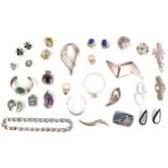 A collection of costume jewellery, most stamped 925