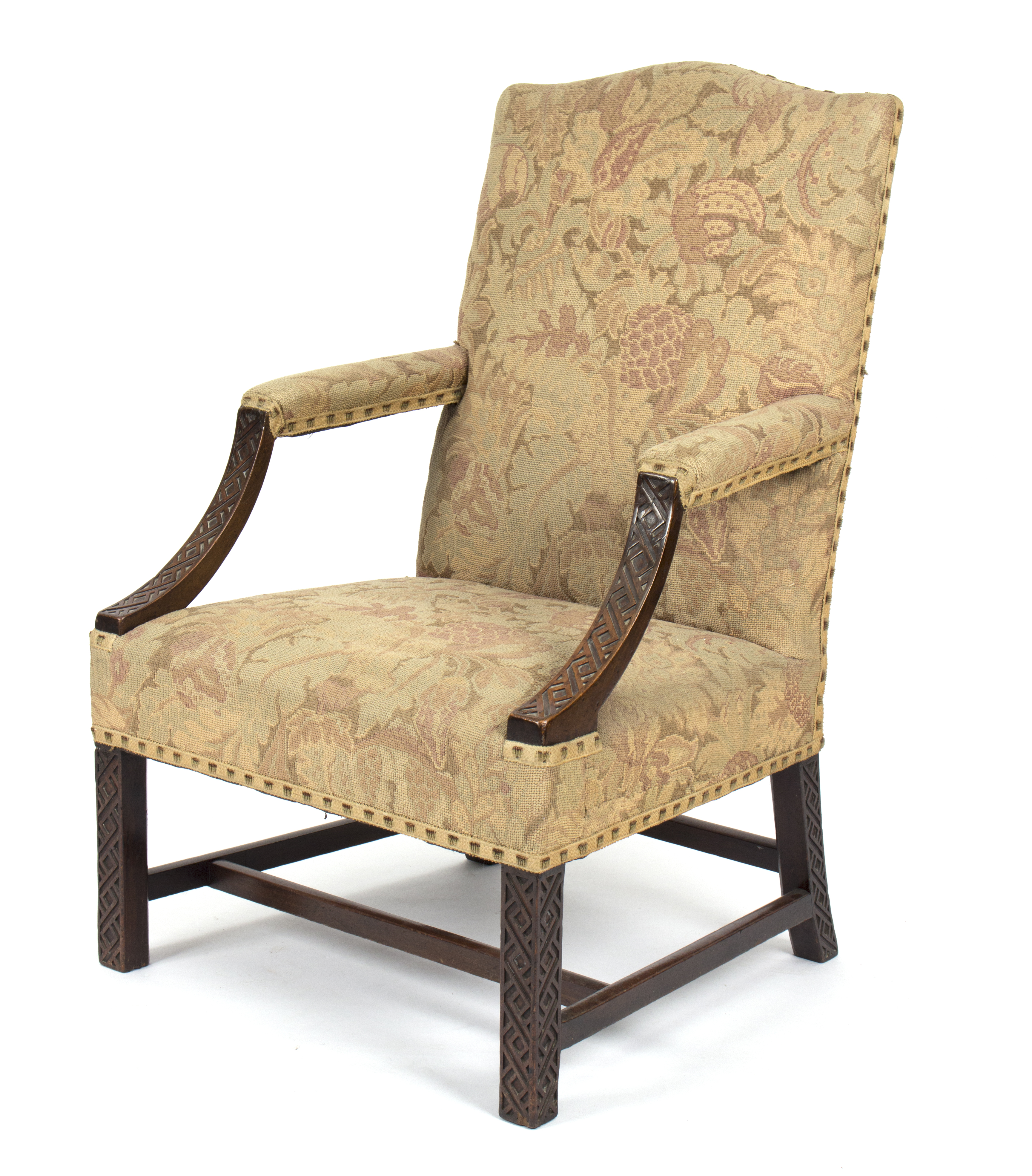 An 18th Century mahogany framed Gainsborough armchair,