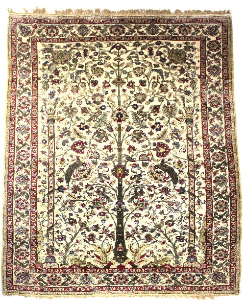 A Kashan silk souf carpet, Central Persia, early 20th century,