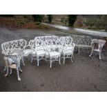 A suite of white painted alloy garden furniture/Provenance: The Down House,