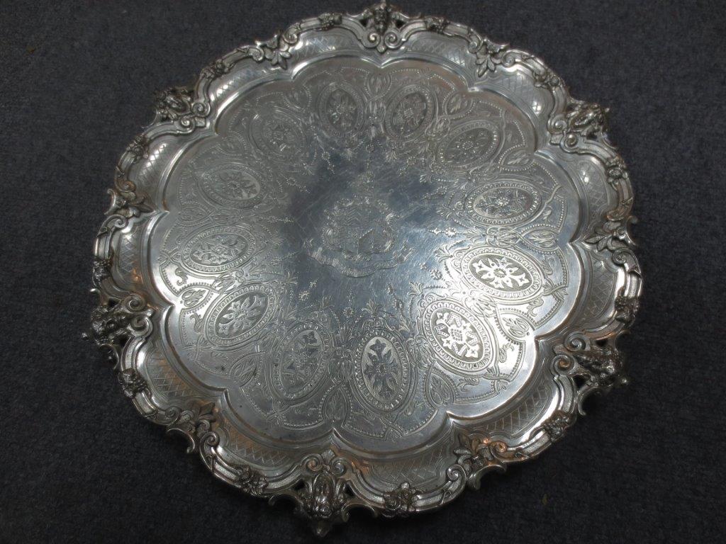 A Victorian silver salver, Edward Barnard & John Barnard, London 1864, - Image 2 of 7