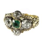 A Victorian emerald and diamond ring,