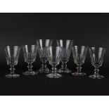 A pair of faceted goblets and five smaller similar glasses/Provenance: Little Sodbury Manor,