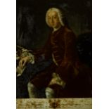 A reverse glass picture, William Pitt and an engraving, View of the Exchange Petersburg,