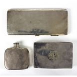 A silver cigarette case, initialled E L F, approximately 280gm,