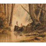 Edward Snell (British 1820-1880)/Australian Forest Scene with Nude Figures/signed and dated