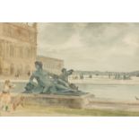 M B/Statue and Bassin, Versailles/indistinctly signed/watercolour,