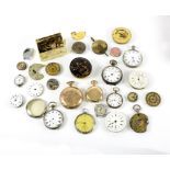 A group of various pocket watches and spare parts,