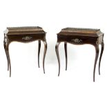 A pair of French rosewood jardinière tables, crossbanded and gilt metal mounted,